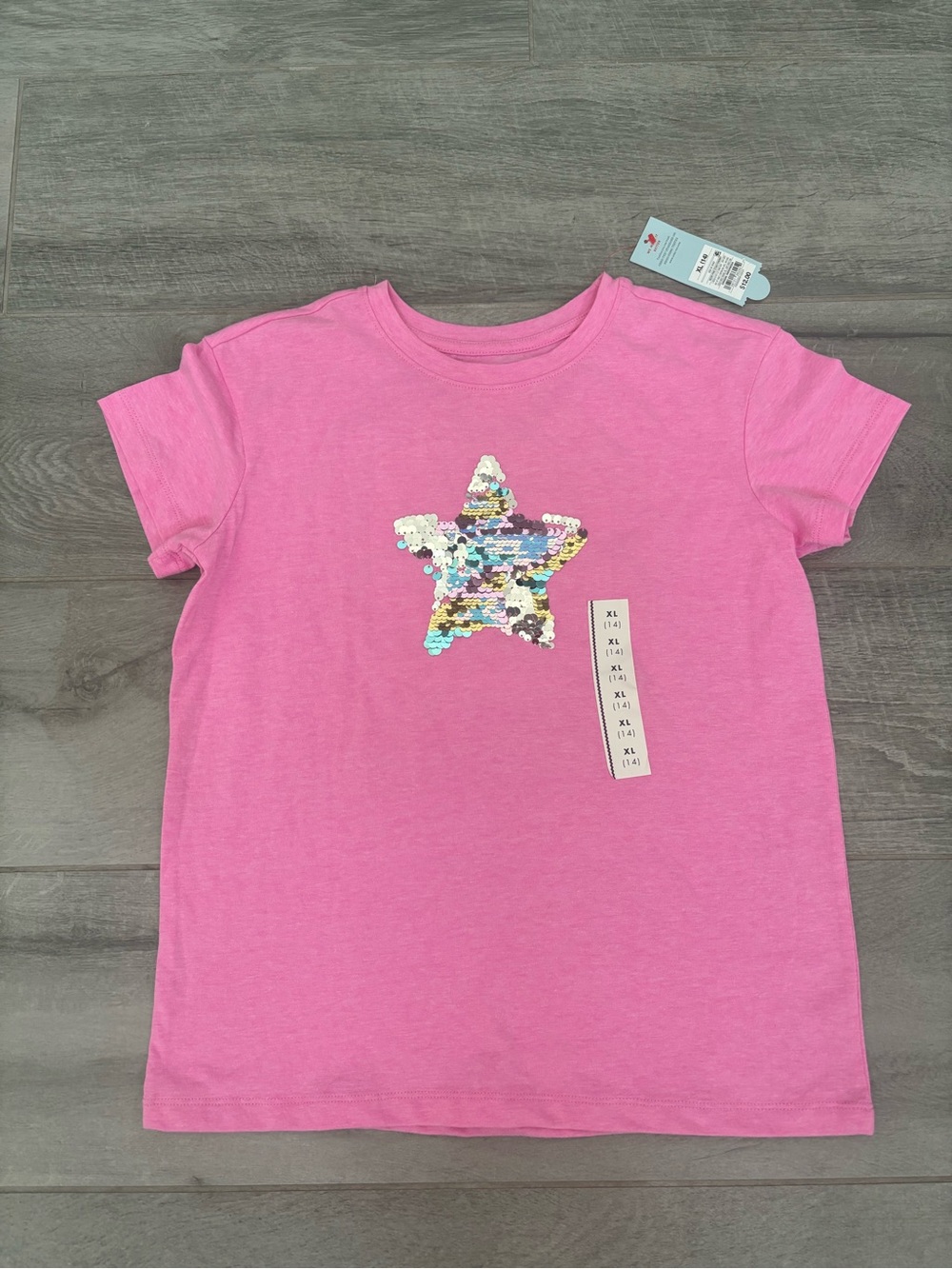 Cat & Jack Pink Short-Sleeve Sequin Star Tee